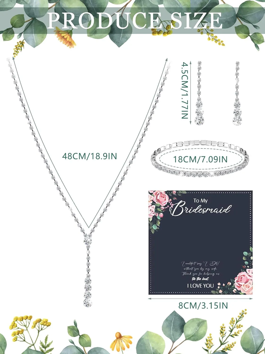 Yinkin 6 Bridesmaid Jewelry Sets Silver Wedding Jewelry Sets Will You Be My Bridesmaid Necklace Earrings Bracelet with Card Proposal Gift for women Costume Accessories