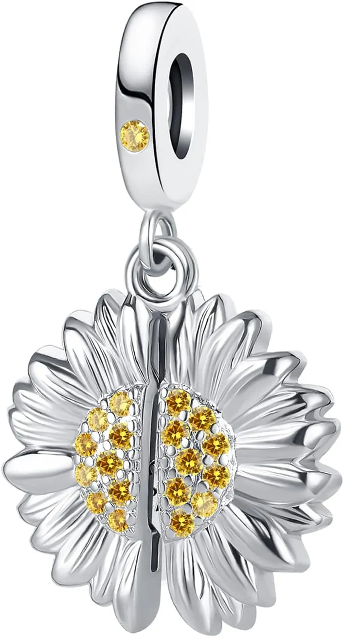 YSAHan Colorful Butterfly Sunflower Flower Crystal Heart Openwork Charm Beads for Bracelets