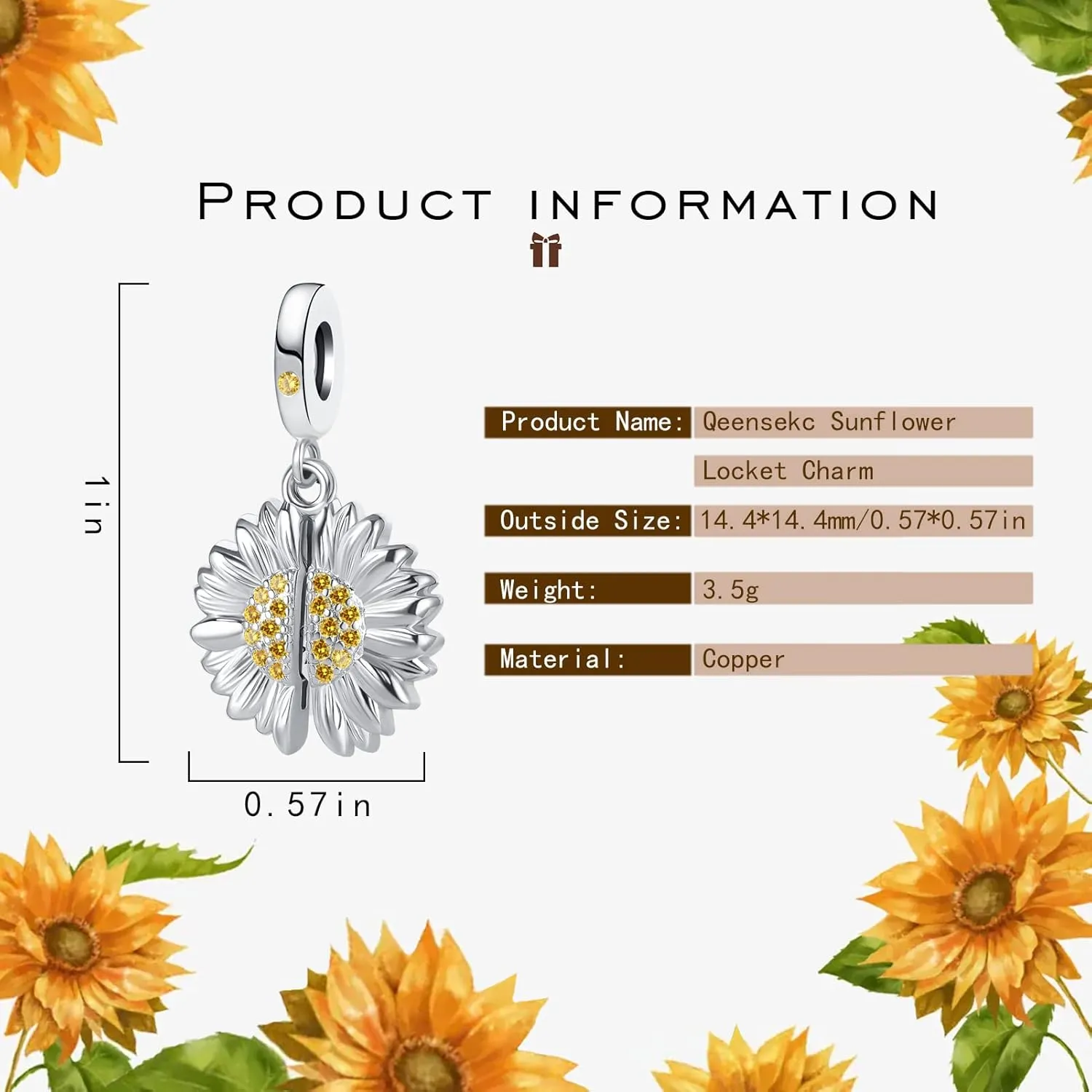 YSAHan Colorful Butterfly Sunflower Flower Crystal Heart Openwork Charm Beads for Bracelets