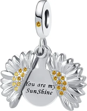 YSAHan Colorful Butterfly Sunflower Flower Crystal Heart Openwork Charm Beads for Bracelets