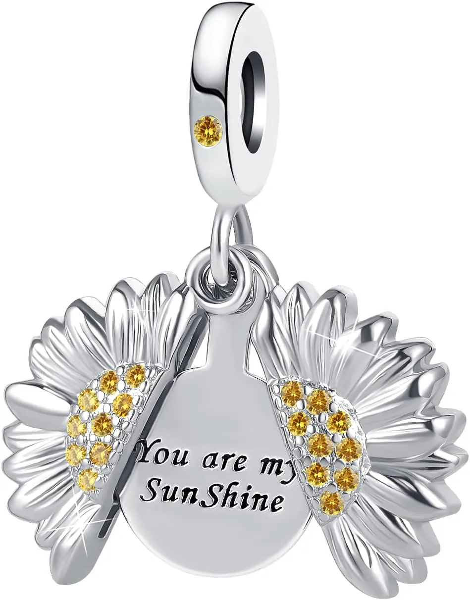 YSAHan Colorful Butterfly Sunflower Flower Crystal Heart Openwork Charm Beads for Bracelets