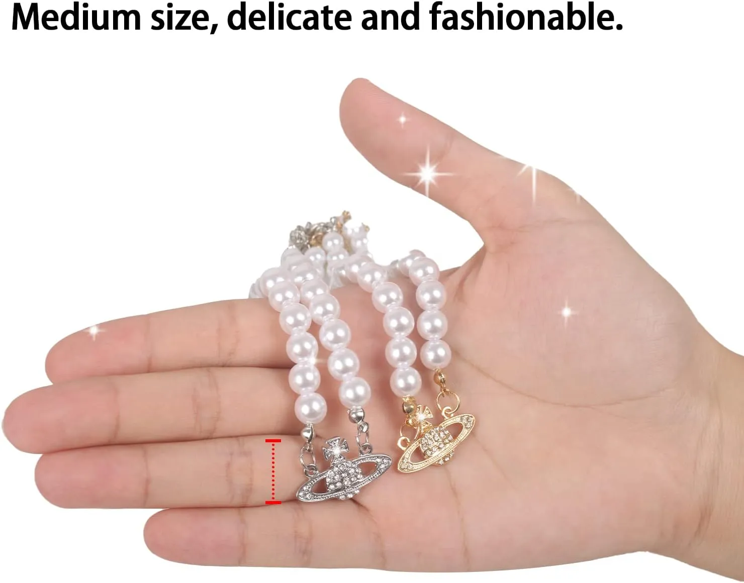 Yunison Pearl Saturn Necklace Rhinestone Pendant Planet Choker Retro Jewelry for Women Birthday Party Anniversary