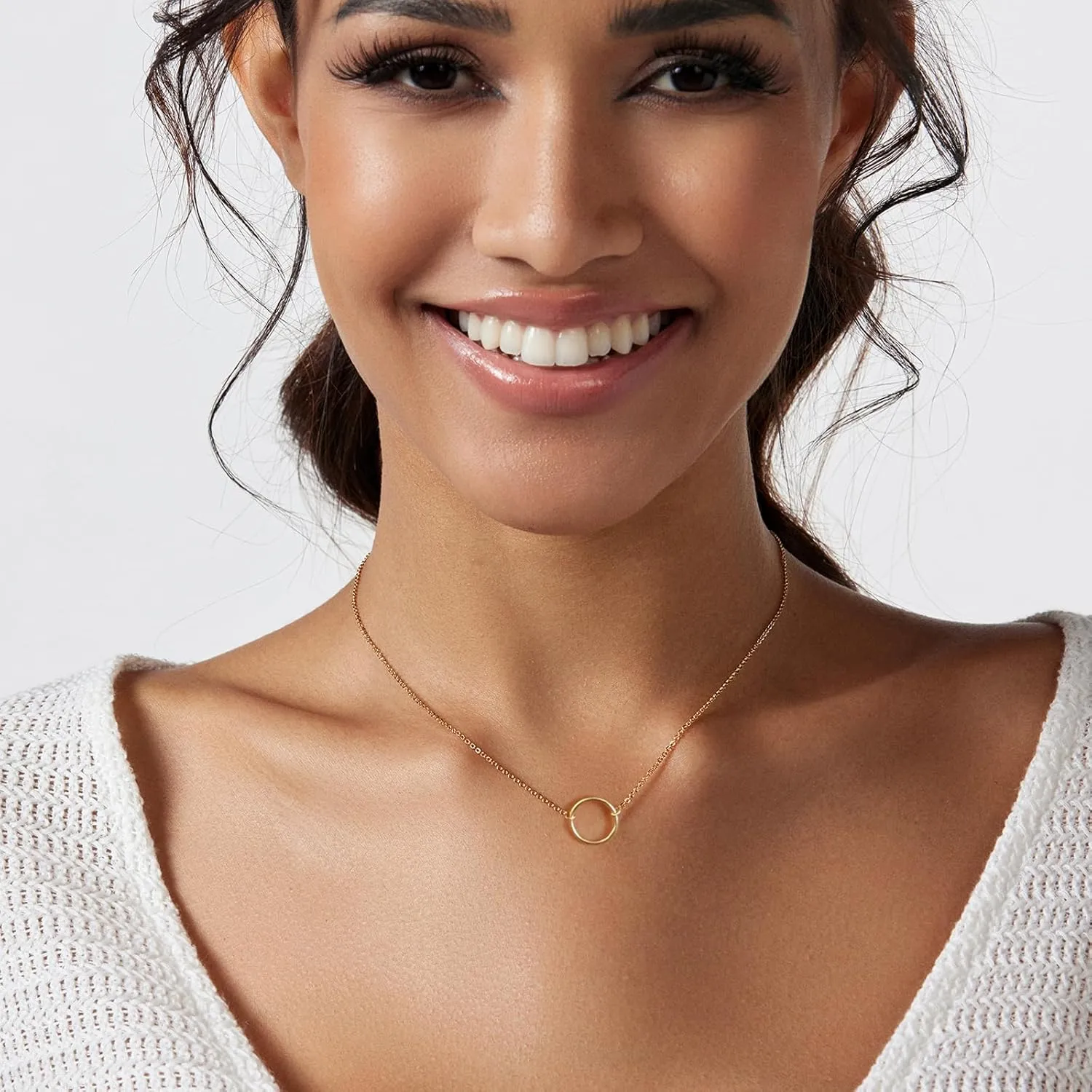 Zeffy Cute Heart Necklace 18k Gold/Silver Plated Tiny Heart Pendant Choker Necklaces Gold Love Heart Chain Necklace for Women Dainty Gold Jewelry Valentines Day Gifts for Women Girls Teen Girls
