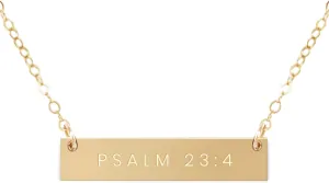 Zen & Zuri Gold Bar Christian Scripture Necklace, Bible Verse, Religious Pendant