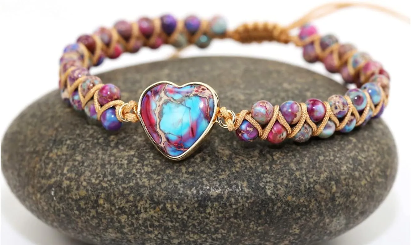 ZOSOJONA Women Handmade Boho Wrap Bracelets Natural Stone Variety Beads Strand Bracelet
