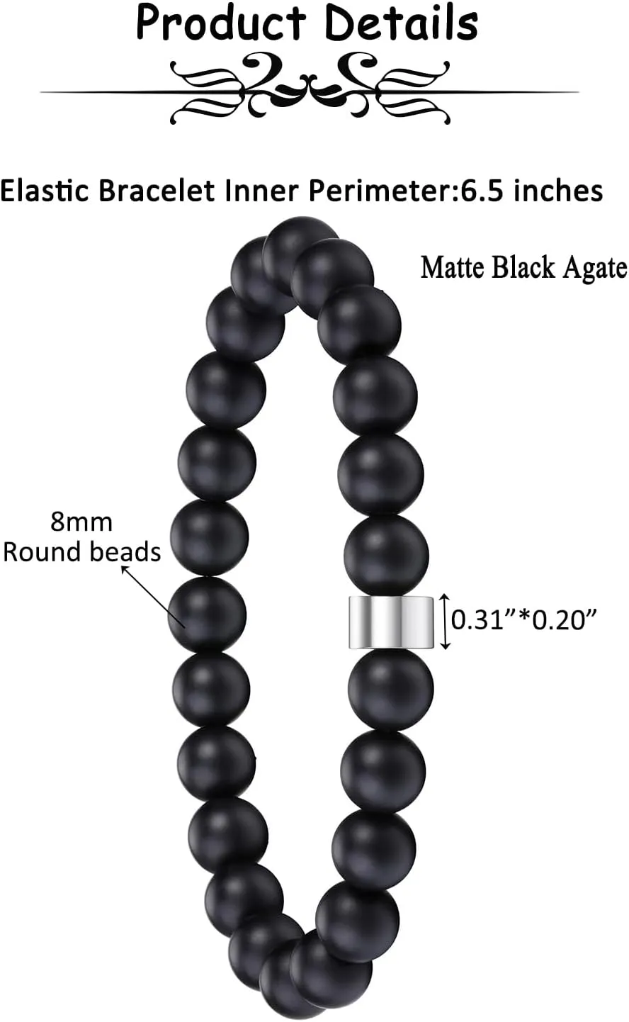 Zysta Personalized Beads Bracelets for Men Customized Tiger Eye Stone Beads Bracelet with 1-5 Names Custom Initial Name Chakra Stone Bracelet Custom ID Family Names Jewelry for Men Women