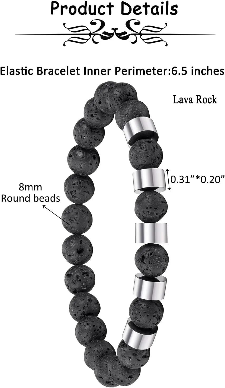 Zysta Personalized Beads Bracelets for Men Customized Tiger Eye Stone Beads Bracelet with 1-5 Names Custom Initial Name Chakra Stone Bracelet Custom ID Family Names Jewelry for Men Women