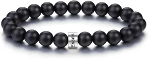 Zysta Personalized Beads Bracelets for Men Customized Tiger Eye Stone Beads Bracelet with 1-5 Names Custom Initial Name Chakra Stone Bracelet Custom ID Family Names Jewelry for Men Women