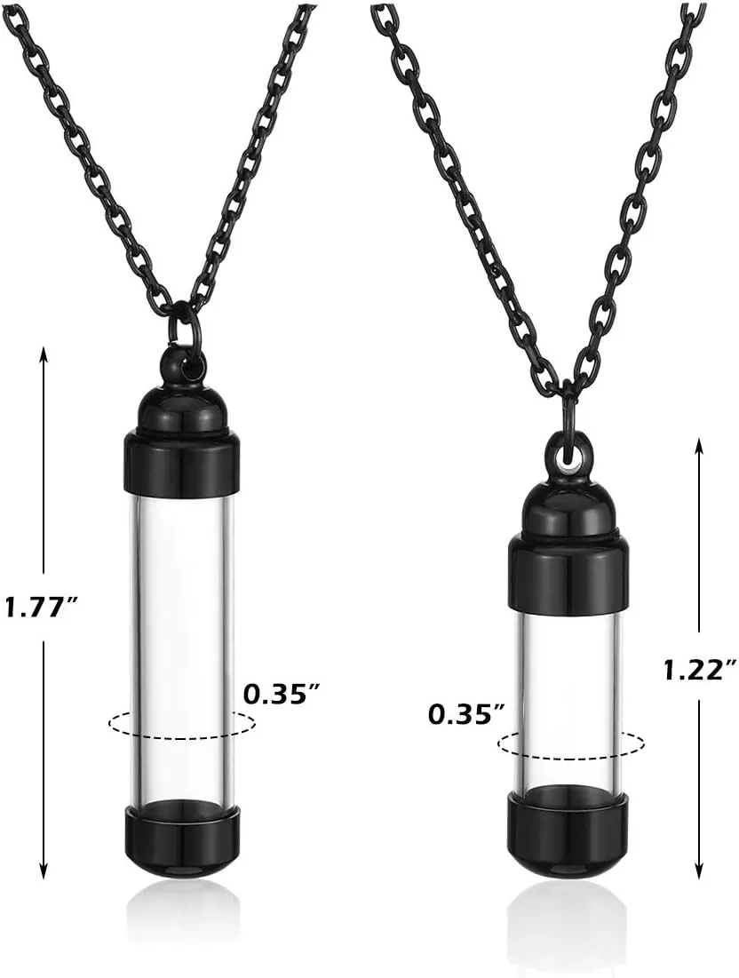 Zysta Personalized Engraving Acrylic Cylinder Urn Necklaces for Ashes Clear Glass Tube Vial Creamation Necklace Custom Ash Urns Locket Pendant Keepsake Memorial Jewelry