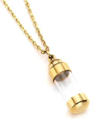 Zysta Personalized Engraving Acrylic Cylinder Urn Necklaces for Ashes Clear Glass Tube Vial Creamation Necklace Custom Ash Urns Locket Pendant Keepsake Memorial Jewelry
