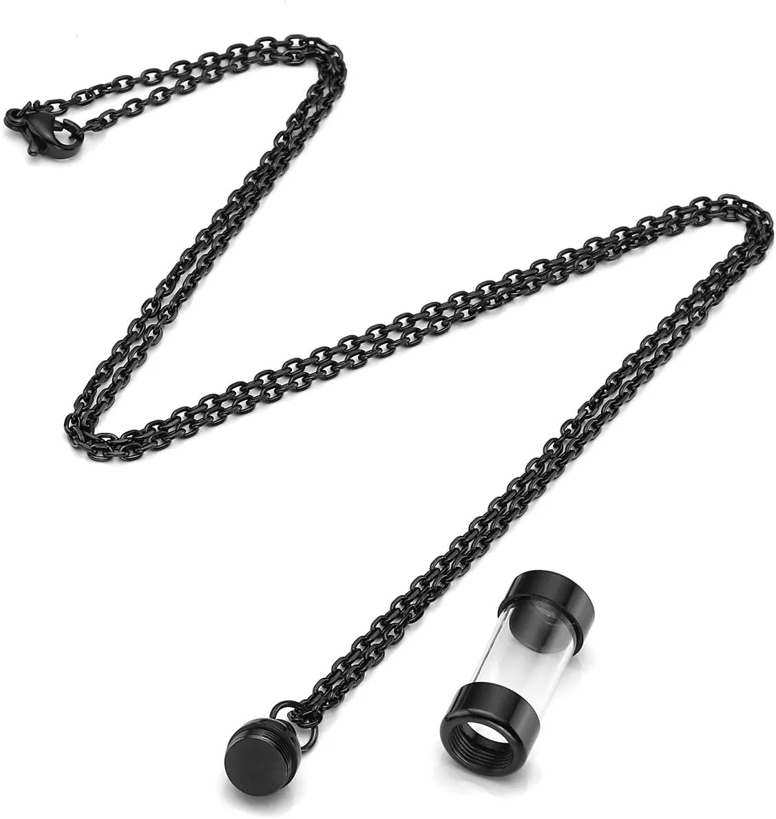 Zysta Personalized Engraving Acrylic Cylinder Urn Necklaces for Ashes Clear Glass Tube Vial Creamation Necklace Custom Ash Urns Locket Pendant Keepsake Memorial Jewelry